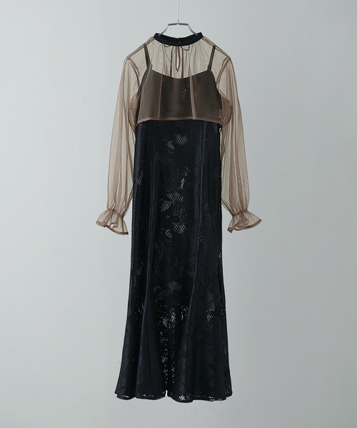 3wayシフォンボレロ&レースキャミドレス 結婚式 ワンピース（ドレス