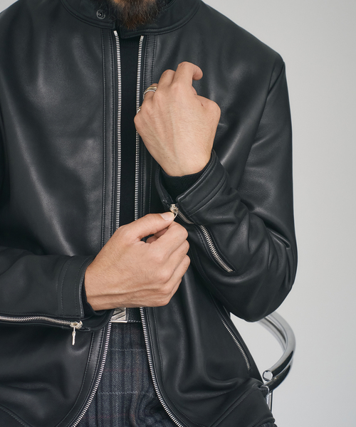 ÉDIFICE ブラックレザー ジャケットA-2 シープレザー ブルゾン 羊革