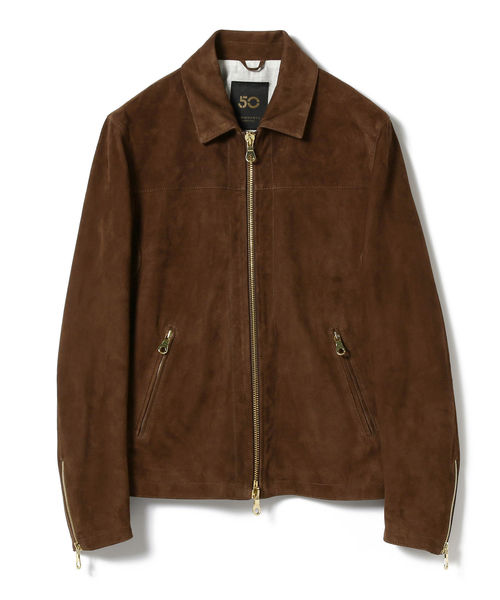 CINQUANTA スエード シングルライダース ブラウン 46 CINQUANTA