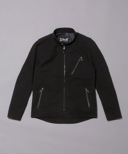 Schott レザーコンビシングルライダースブラック MEDIUM