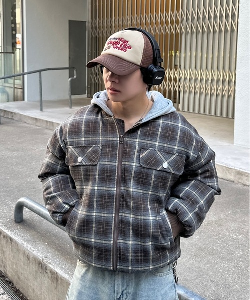 ADAMASTE（アダマスト）の「zip up hoodie check blouson - ジップ