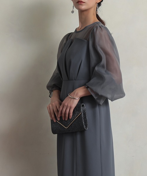 セール】epic day ボリュームスリーブシフォンロングワンピース