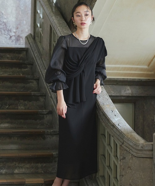 セール】オケージョンドレス 結婚式 3way ｜ ドレープリボンシフォン