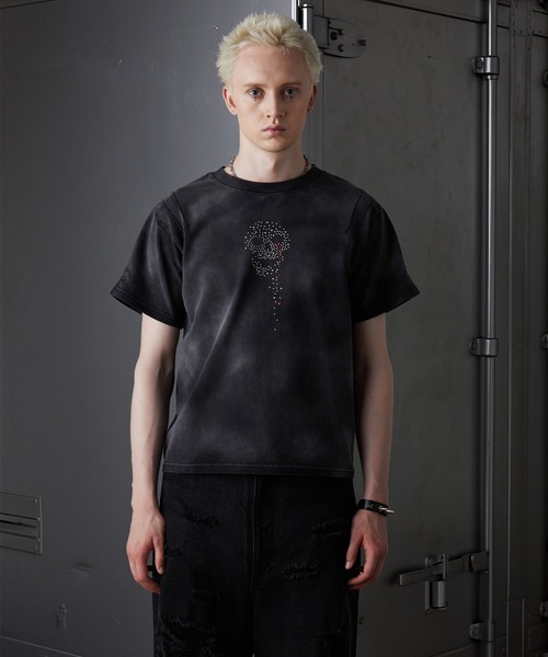 GRANCY】スカルラインストーンデザインtシャツ グランシーMサイズ