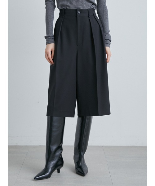 新品【MIESROHE ミースロエ】ワイド ハーフ パンツ ガウチョ タック 黒