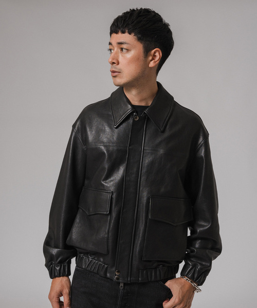 EDIFICE（エディフィス）の「A2 レザーショートブルゾン（ライダース
