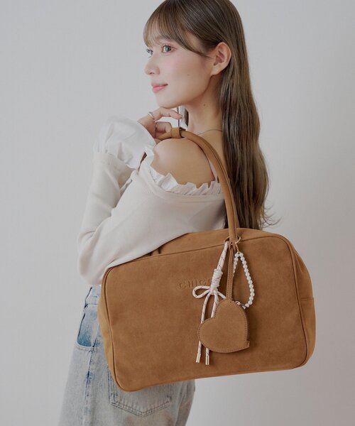 2サイズ展開】チャーム付きスクエアボストンバッグ【タブレット端末