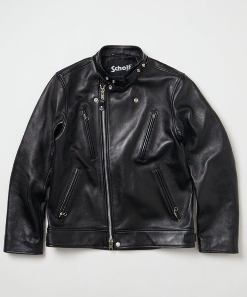 L〜2L相当 ファッション Schott ブラック レザー シングルライダース L