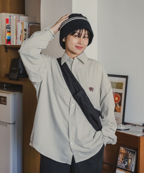 heart stripe shirts / ハートストライプシャツ（シャツ/ブラウス