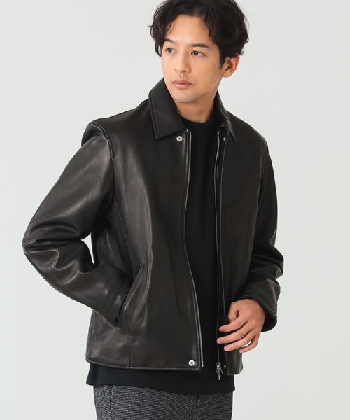 ビームス ハート レザージャケット シングルライダース 羊革 黒 L