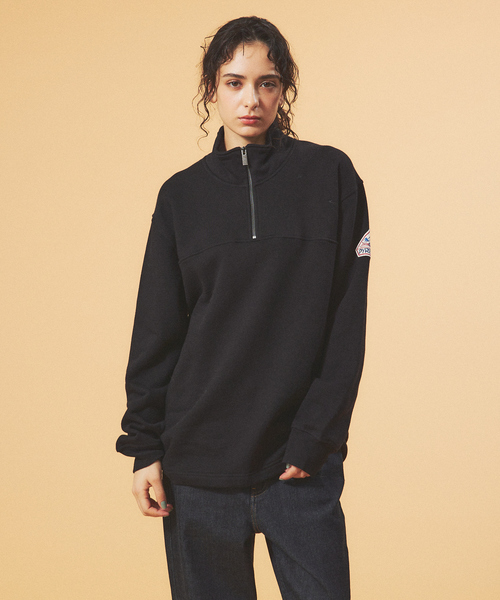 PRIVEVE×かれん ハーフジップスウェット ブラック PRIVEVE×かれん