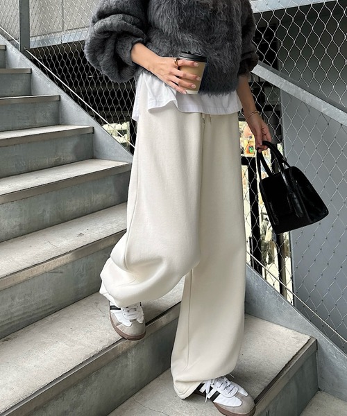 セール】【新色追加】裏起毛スウェットカーブパンツ（スウェットパンツ