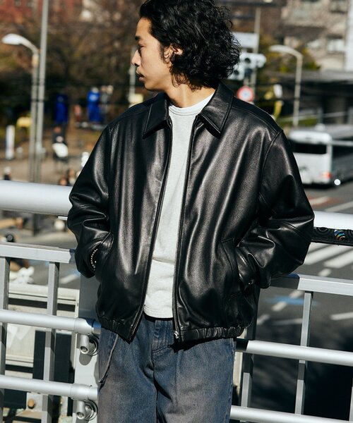 TROVE 本革 レザージャケット ライダース パッチワークデザイン