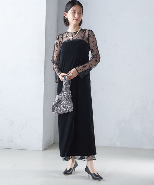 kaene:フロッキー レース ポリエステルベロア 2WAY ドレス（セレモニー