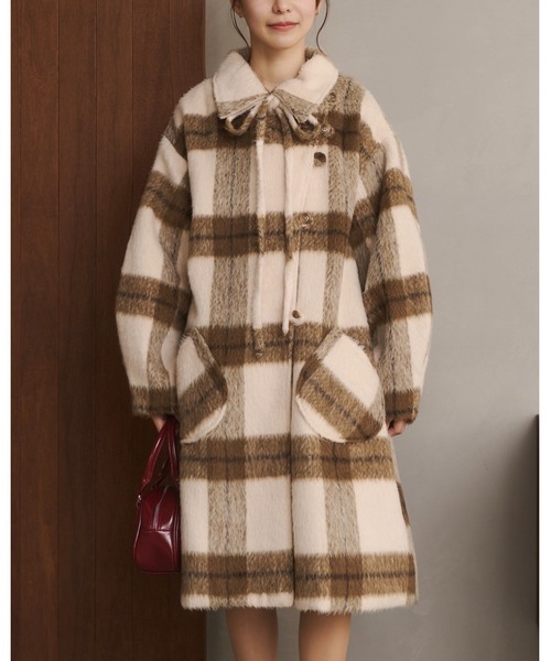 セール】【取り外しリボン付き】シャギーミディ丈コート（その他