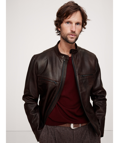 レザー バイカージャケット（ライダースジャケット）｜BANANA REPUBLIC