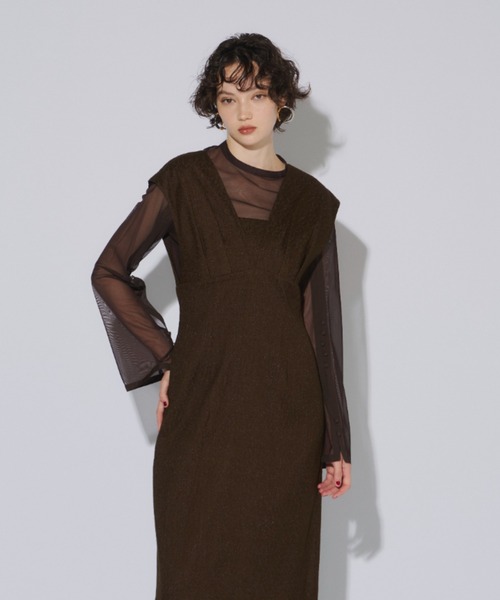 セール】Vラインジャガードドレス / V line jacquard dress（ドレス