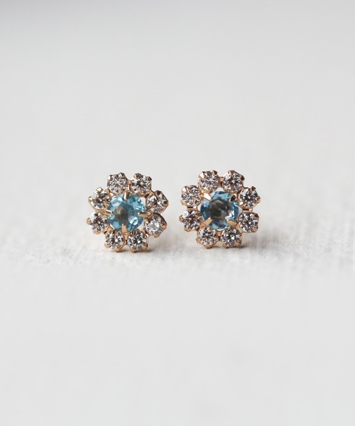 カラーストーン フラワー ピアス | K10YG 〈誕生石〉（ピアス（両耳用