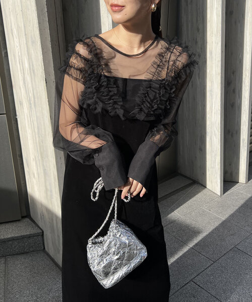 セール】【オケージョン】【サイズ展開あり】チュールフリルベロア