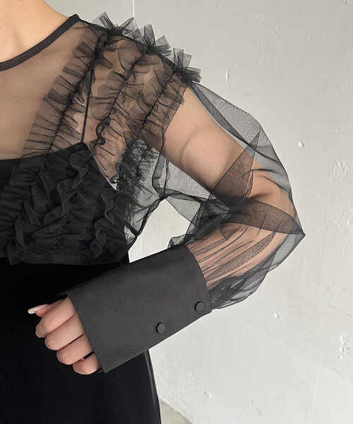 セール】【オケージョン】【サイズ展開あり】チュールフリルベロア