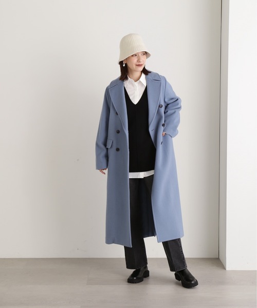 美品 ebure ヘビーメルトン チェスター ロングコート 36 着丈123