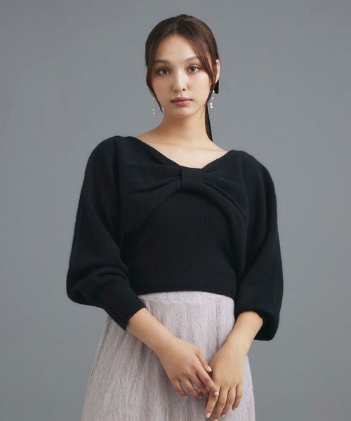 フィフィアンドロメオ リボン付きカシミアニット 黒 M フィフィ