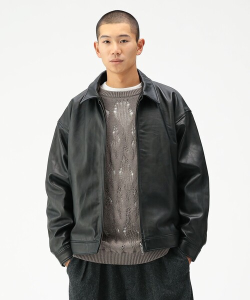 ワイドフィット レザー ジップブルゾン（ブルゾン）｜BEAMS（ビームス