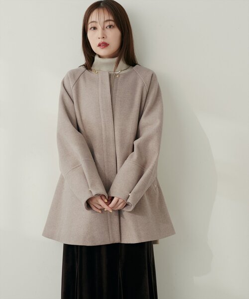 osono〉2WAYノーカラーコート【モカ】 セール】〈osono〉2WAYノー