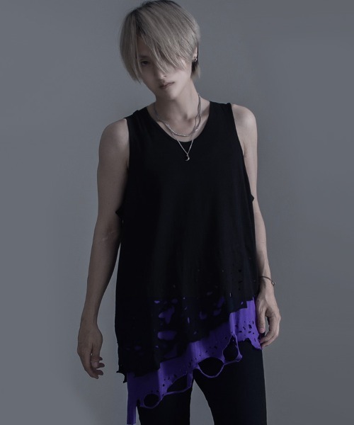 アンセルム ダメージタンクトップ 黒 グレー 2025SUMMER】 ANCELLM