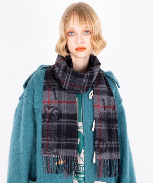 HYSTERIC GLAMOUR パンクボーダーキャップ・マフラー ブルーセット