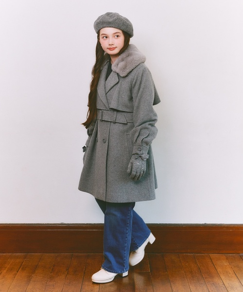 セール】フェイクファー衿つきミドルコート（ダッフルコート）｜mezzo