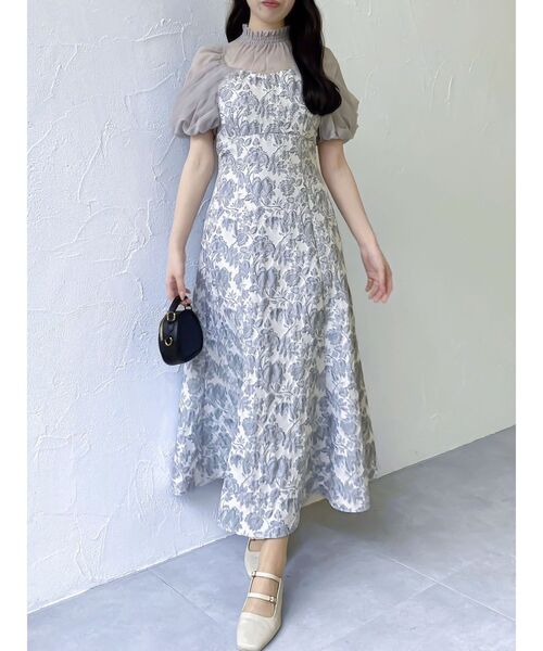 セール】シアーベールジャガードワンピース（ドレス）｜dazzlin