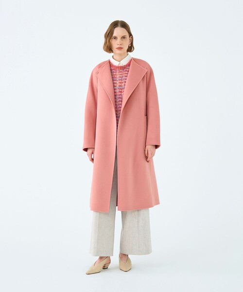 プレミアムウールリバー ノーカラーコート（ノーカラーコート