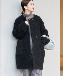 IENA（イエナ）の「ダブルビーバーノーカラーVネックコート◇（ノー