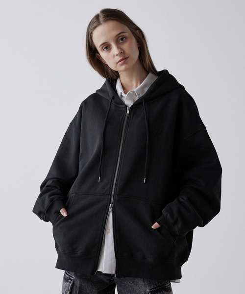 セール】【CLEL】Heavy Weight Logo Embroidered Full-Zip Hoodie