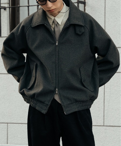 セール】ダブルジップ メルトンハリントンジャケット チンストラップ