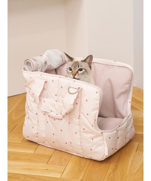 CAT&DOG】ストロベリー柄ミニサイズキャリーバッグ（ペット用キャリー