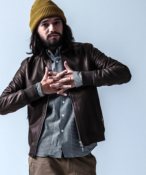 ナノユニバース シングルライダース ゴートレザー レザージャケット