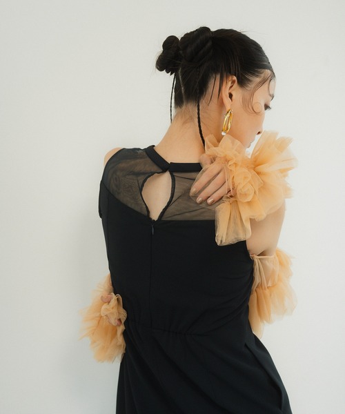 美品】ANDRESD detached sleeve dress ネイビー S