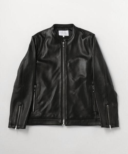 UNITED ARROWS ラムレザー シングルライダースジャケット 黒 L