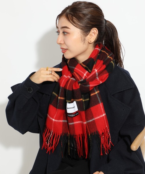 セール】【SETUP7】大判ピュアカシミア100% チェック マフラー 大判