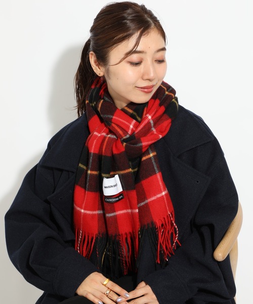 セール】【SETUP7】大判ピュアカシミア100% チェック マフラー 大判