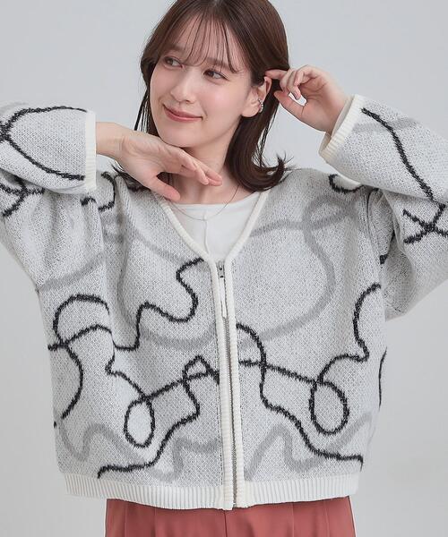 セール】【洗濯機可】選べる3柄 VネックZIPカーディガン（カーディガン