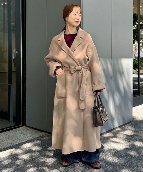 souple wool ダブルフェイスロングコート（チェスターコート）｜SLOBE
