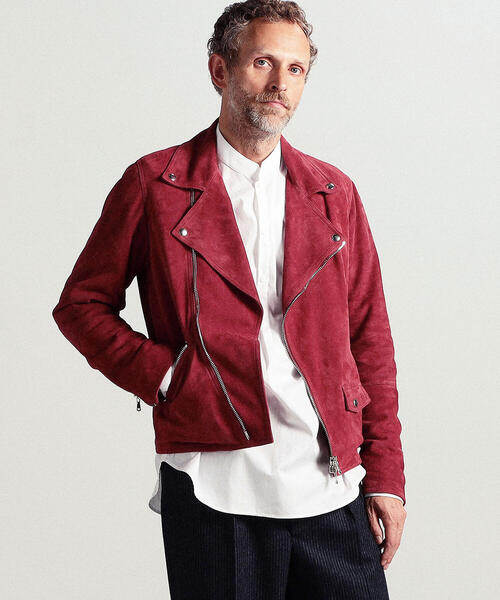 セール】【別注】DENIM×TOMORROWLAND ゴートスエード ダブルライダース