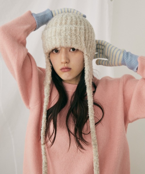 セール】ミックスニットフライトキャップ（ニットキャップ/ビーニー