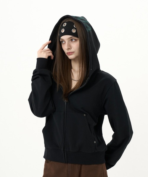 Paleduskパッチワークフーディ ジップパーカー Paleduskパッチワーク