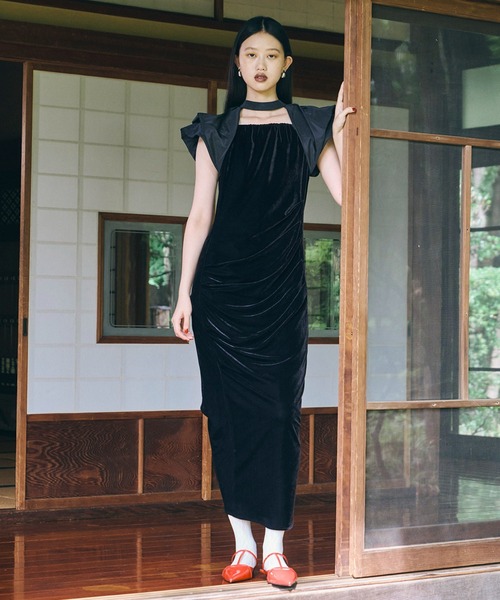 セール】ドレープベロアドレス / drape velour dress（ドレス