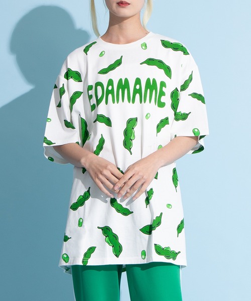 フード総柄Tシャツ(NINJIN・LEMON・EDAMAME)（Tシャツ/カットソー