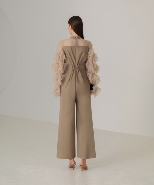 セール】【LEJA】ボリュームチュールスリーブオールインワンパンツ